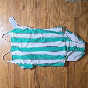 BN Lands' End tugless thin-strap striped one piece swimsuit